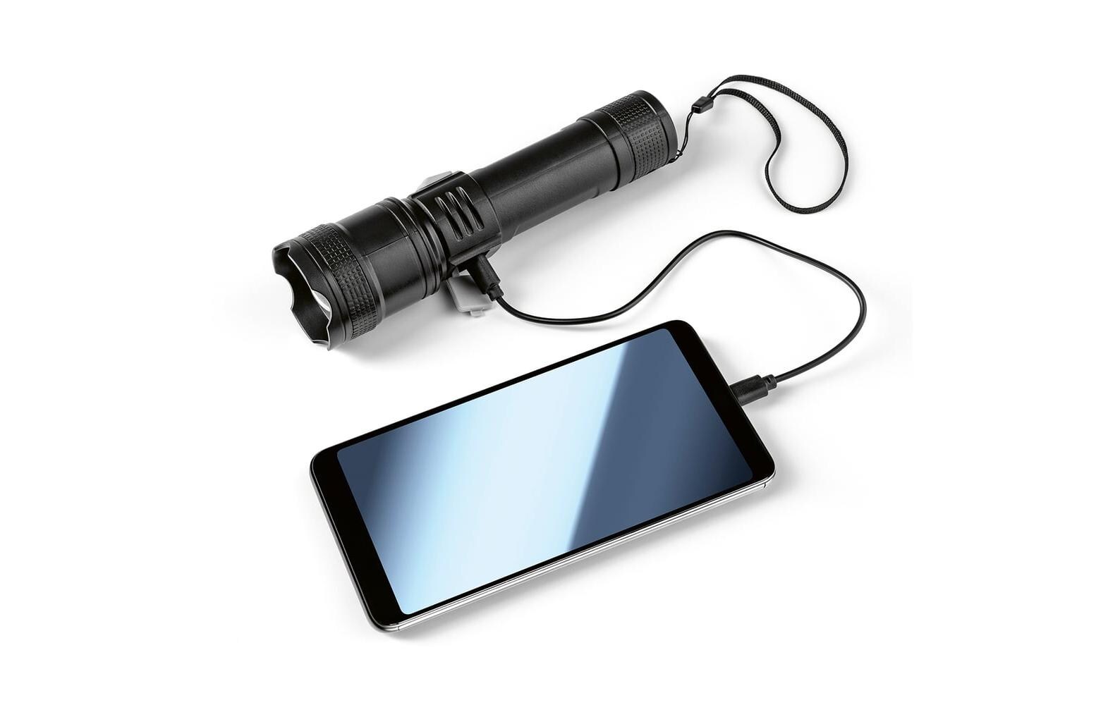 EASYmaxx Taschenlampe wiederaufladbar 3.7 V schwarz inkl. USB-Kabel