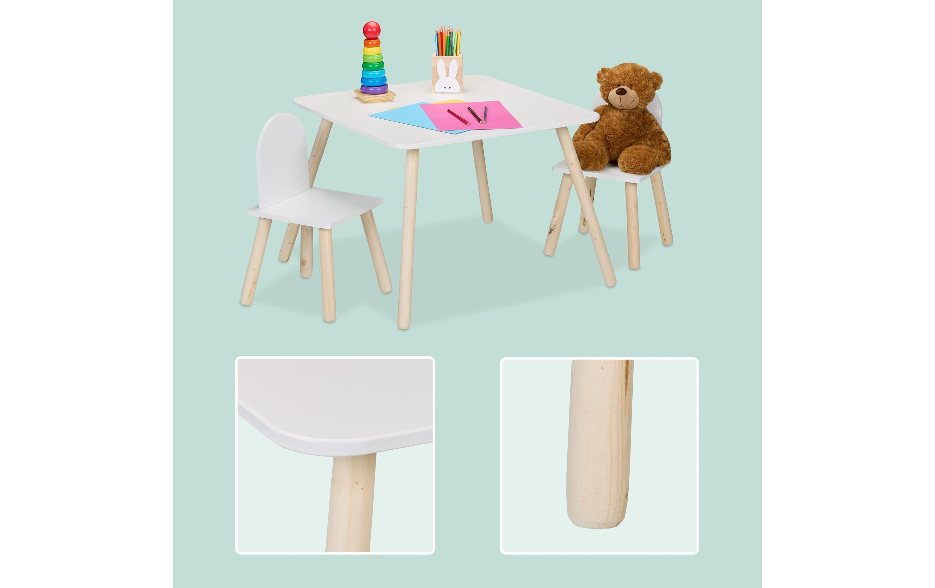 relaxdays Kindersitzgruppe 3-teilig Hellbraun; Weiss