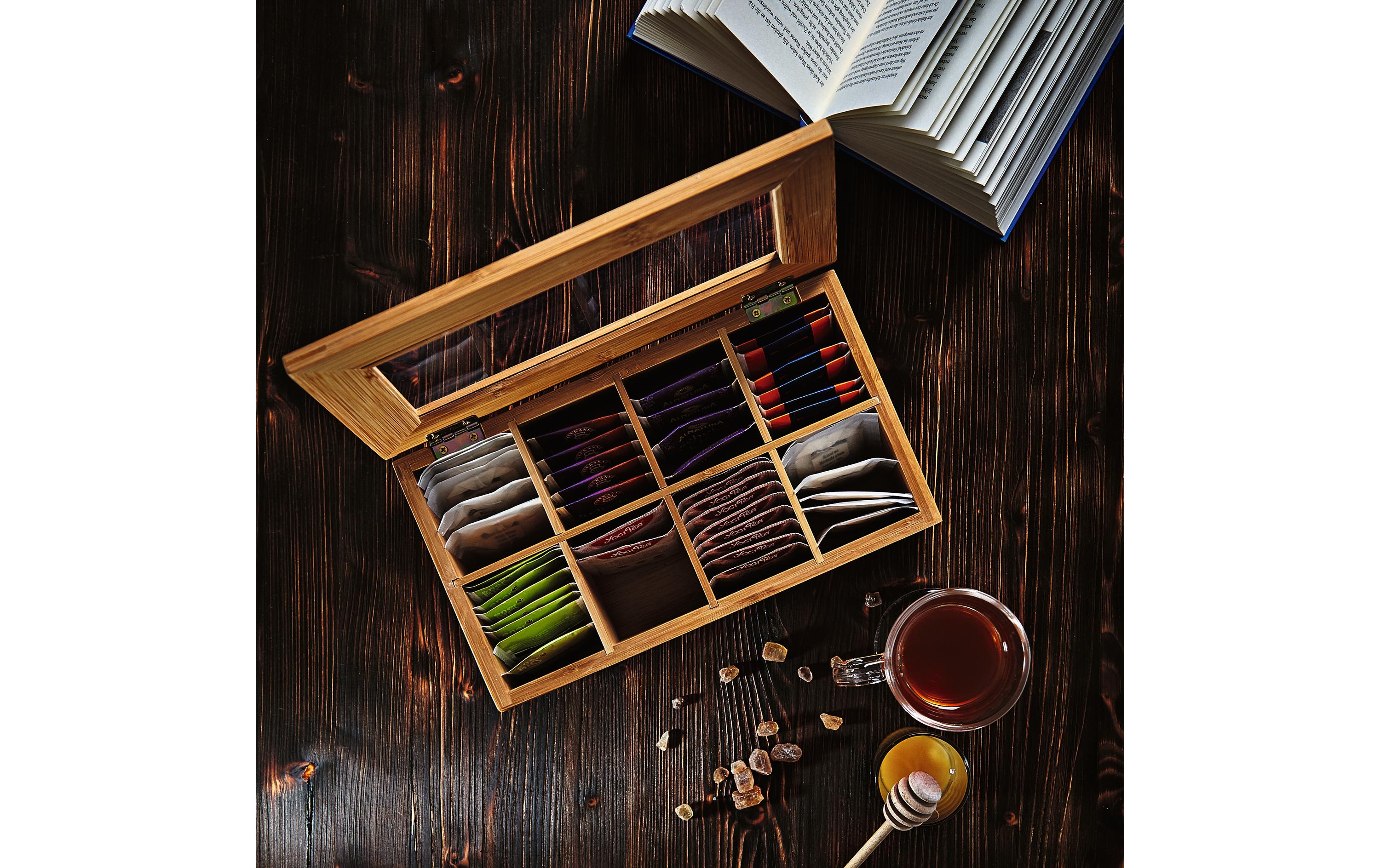 Lumaland Teebeutel-Box 28 x 16 x 9 cm Bambus, China, 8 Fächer