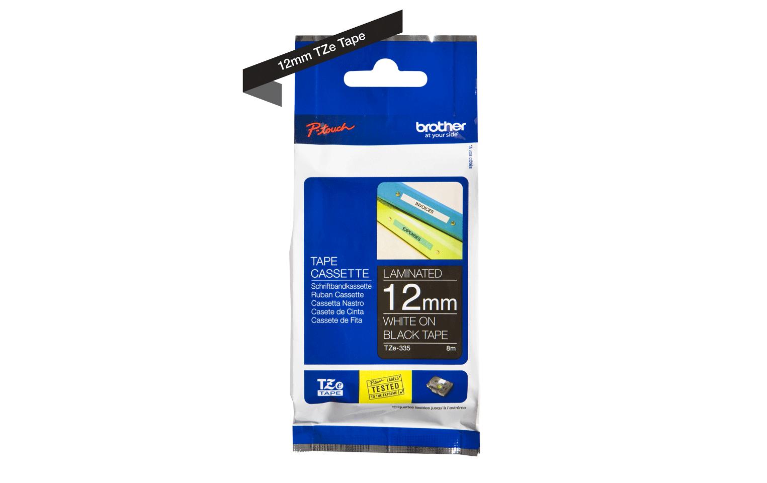 Brother Beschriftungsband TZe-335 Weiss auf Schwarz Brother Beschriftungsband TZe-335 Weiss auf Schwarz