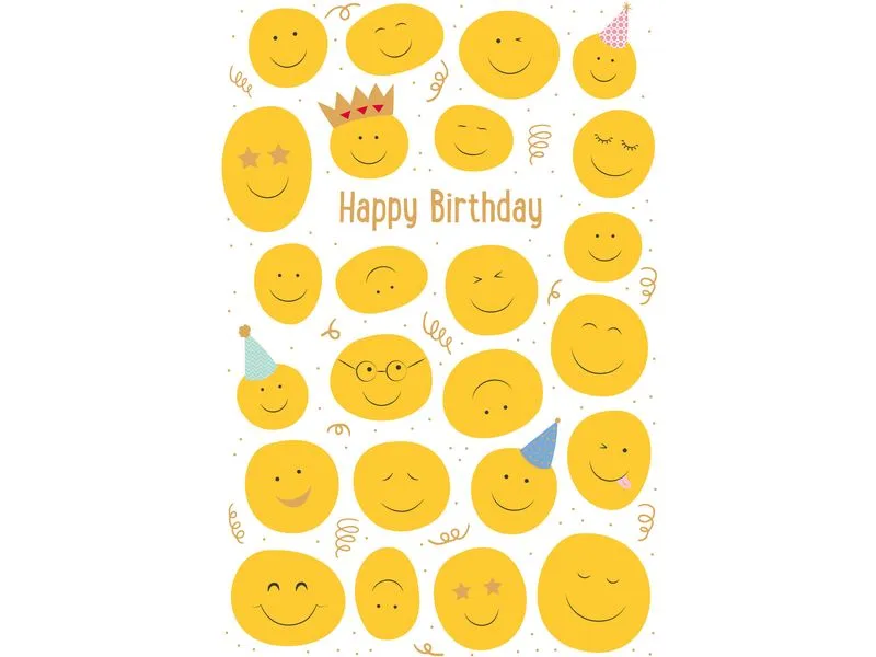 ABC Geburtstagskarte Happy Smileys B6