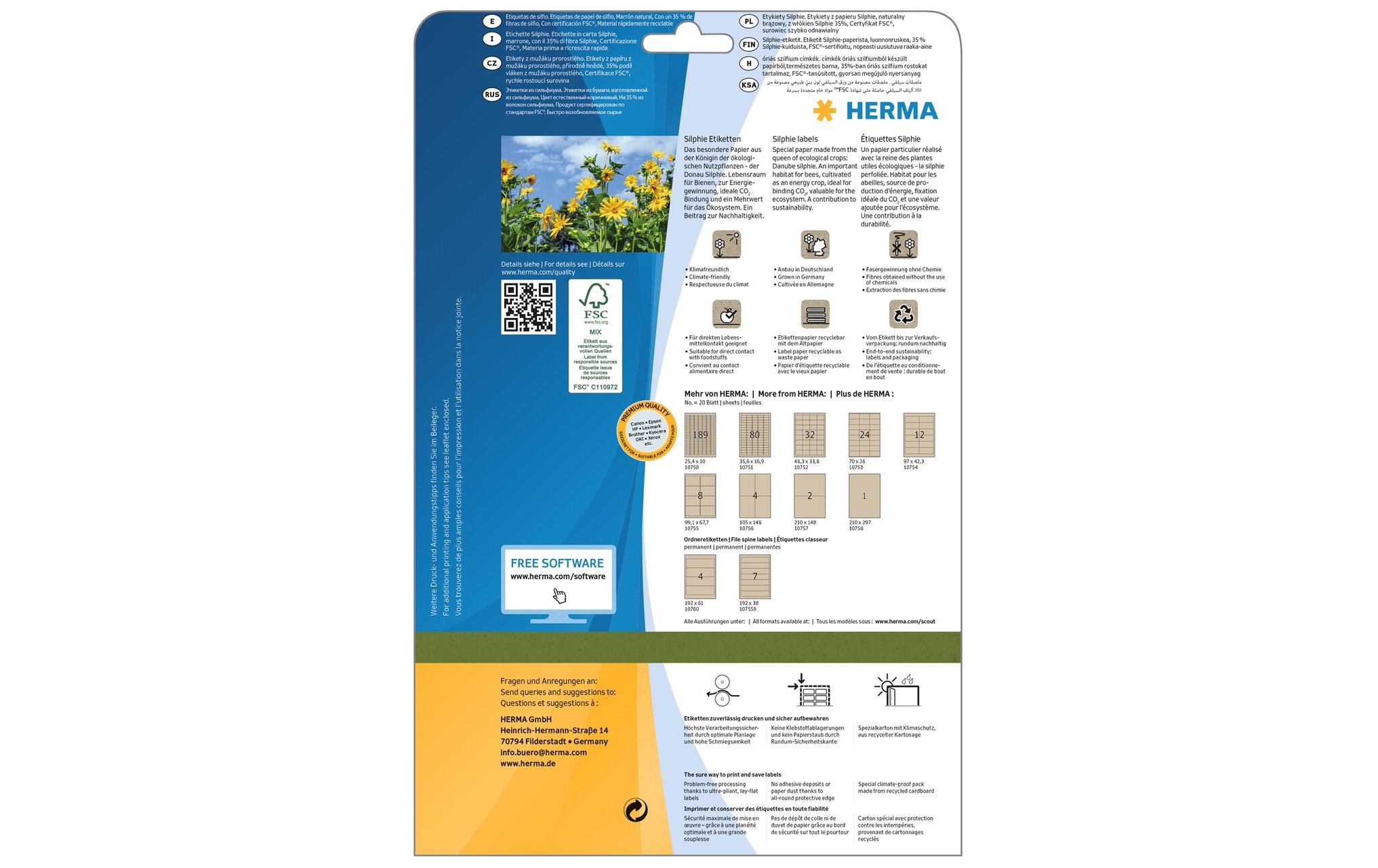 HERMA Universal-Etiketten 35.6 x 16.9 mm, 20 Blatt, Braun