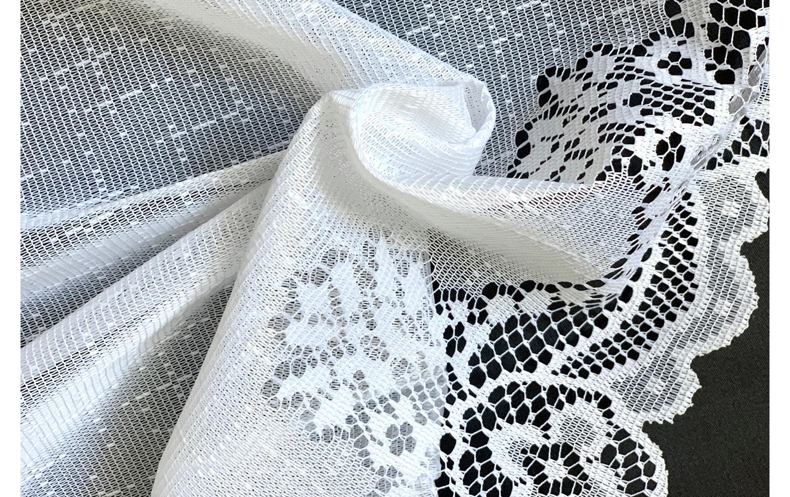 Hubatka Tagvorhang Vitrage Spitzen-Vitragen 95 cm x 110 cm, Weiss