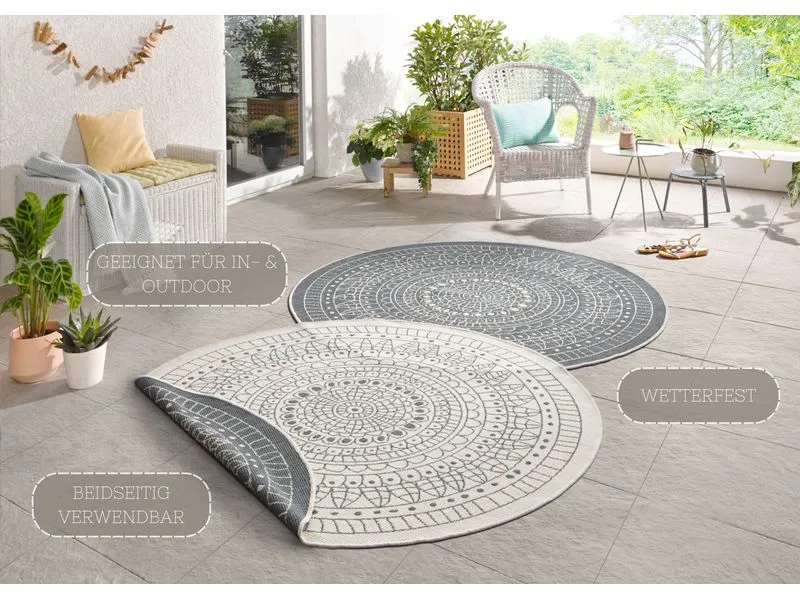 Hanse Home Teppich Porto Ø 140 cm, Grau/Crème Hanse Home Teppich Porto Ø 140 cm, Grau/Crème
