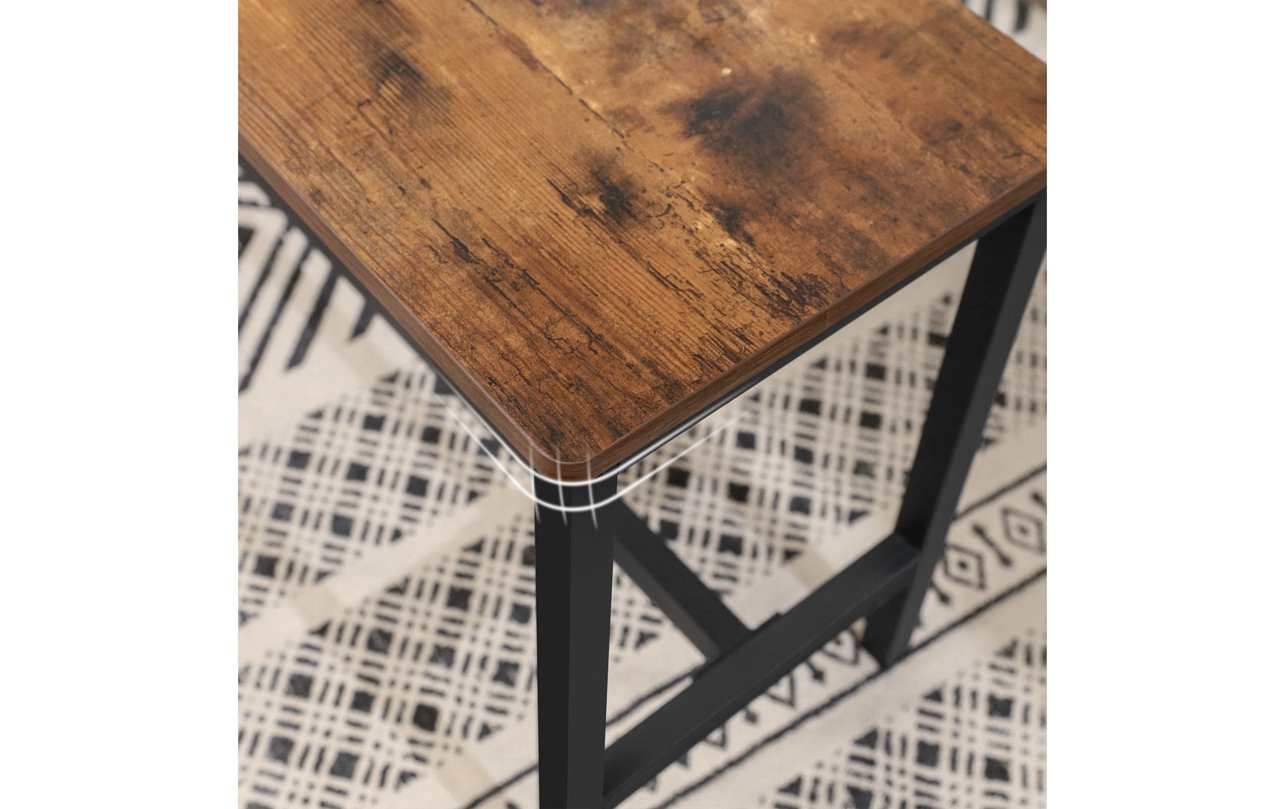 VASAGLE Sitzbank 108 x 50 cm, Vintagebraun-Schwarz, 2er Set