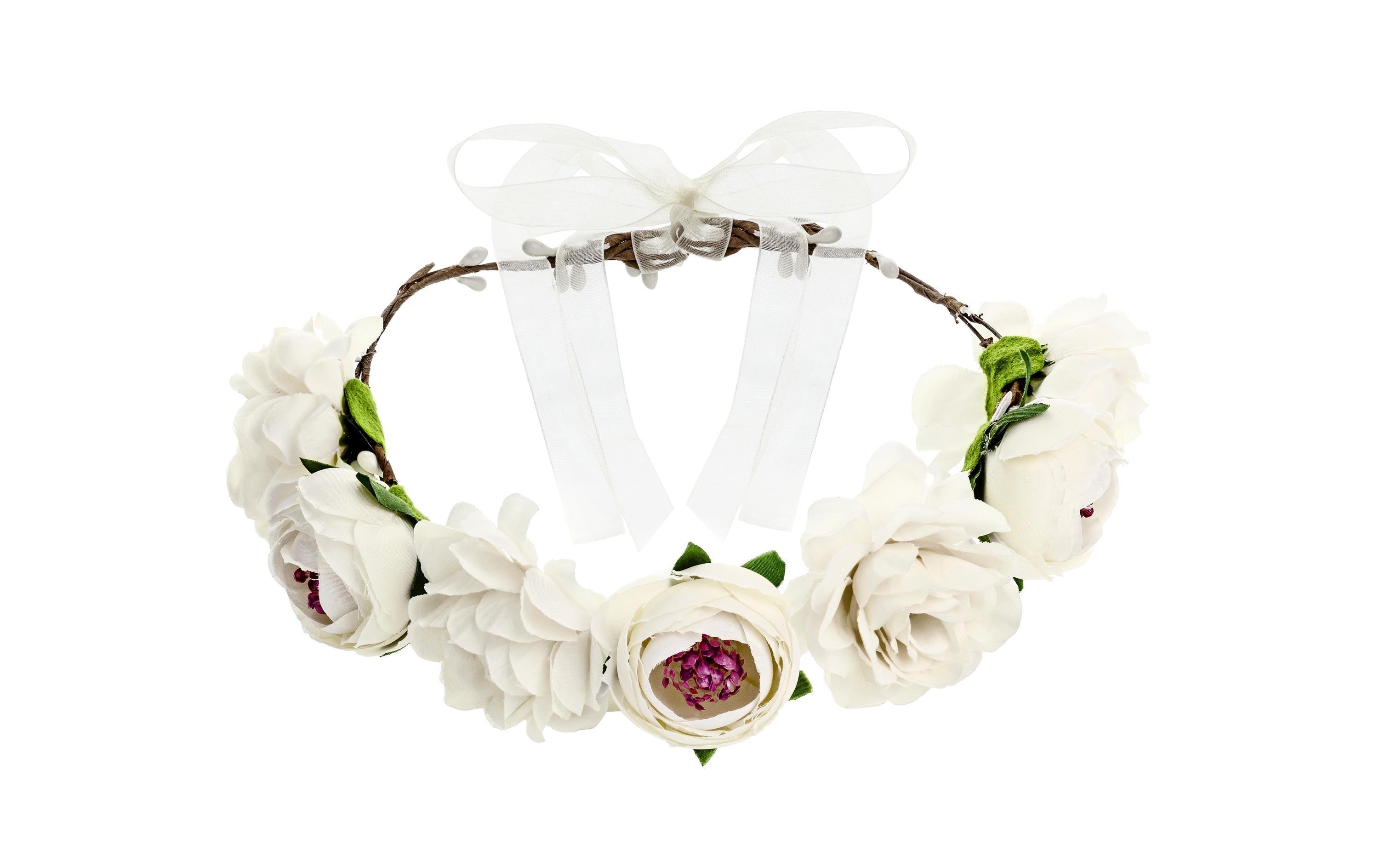 Partydeco Hochzeitsaccessoire Blumenkranz 17 cm, Weiss