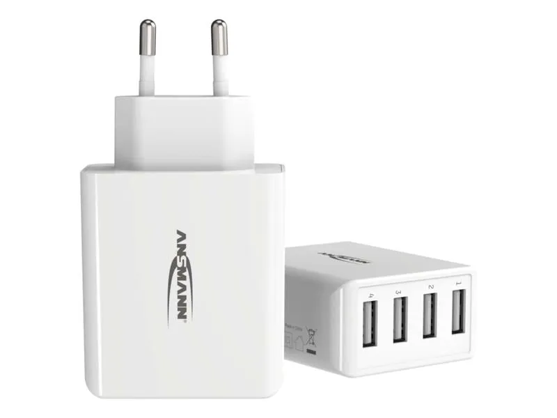 Ansmann USB-Wandladegerät Home Charger HC430, 4x USB, 30 W, Weiss