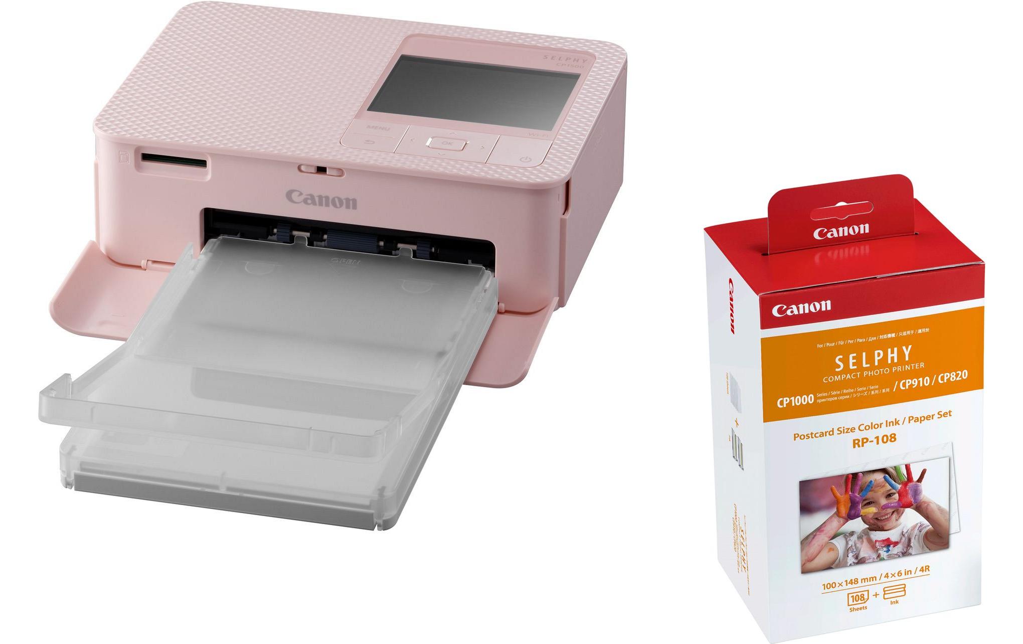 Canon Fotodrucker Selphy CP1500 Rosa inkl. Papier und Tinte Canon Fotodrucker Selphy CP1500 Rosa inkl. Papier und Tinte