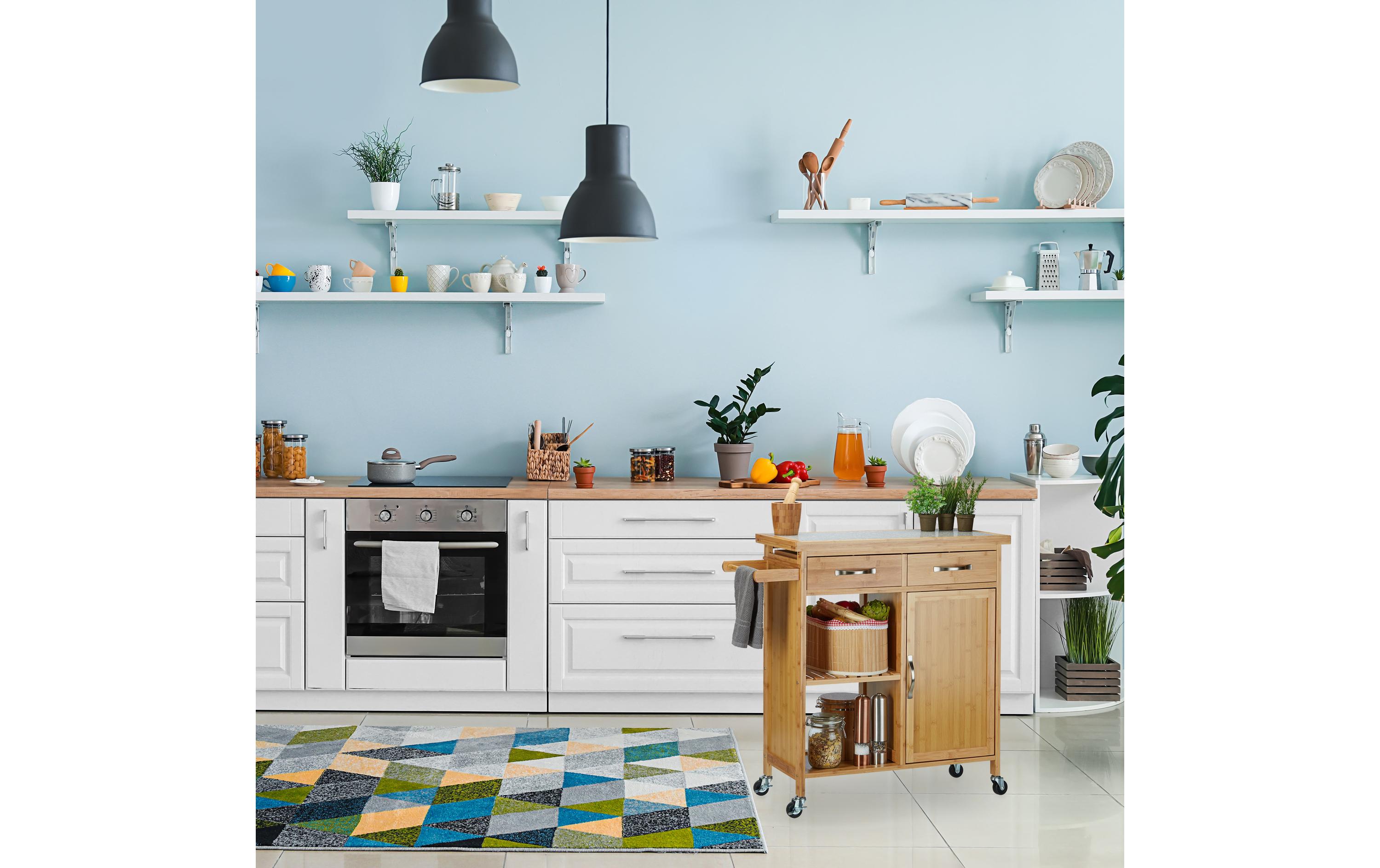 relaxdays Küchenwagen 85.5 x 89.5 x 36 cm, Braun/Grau