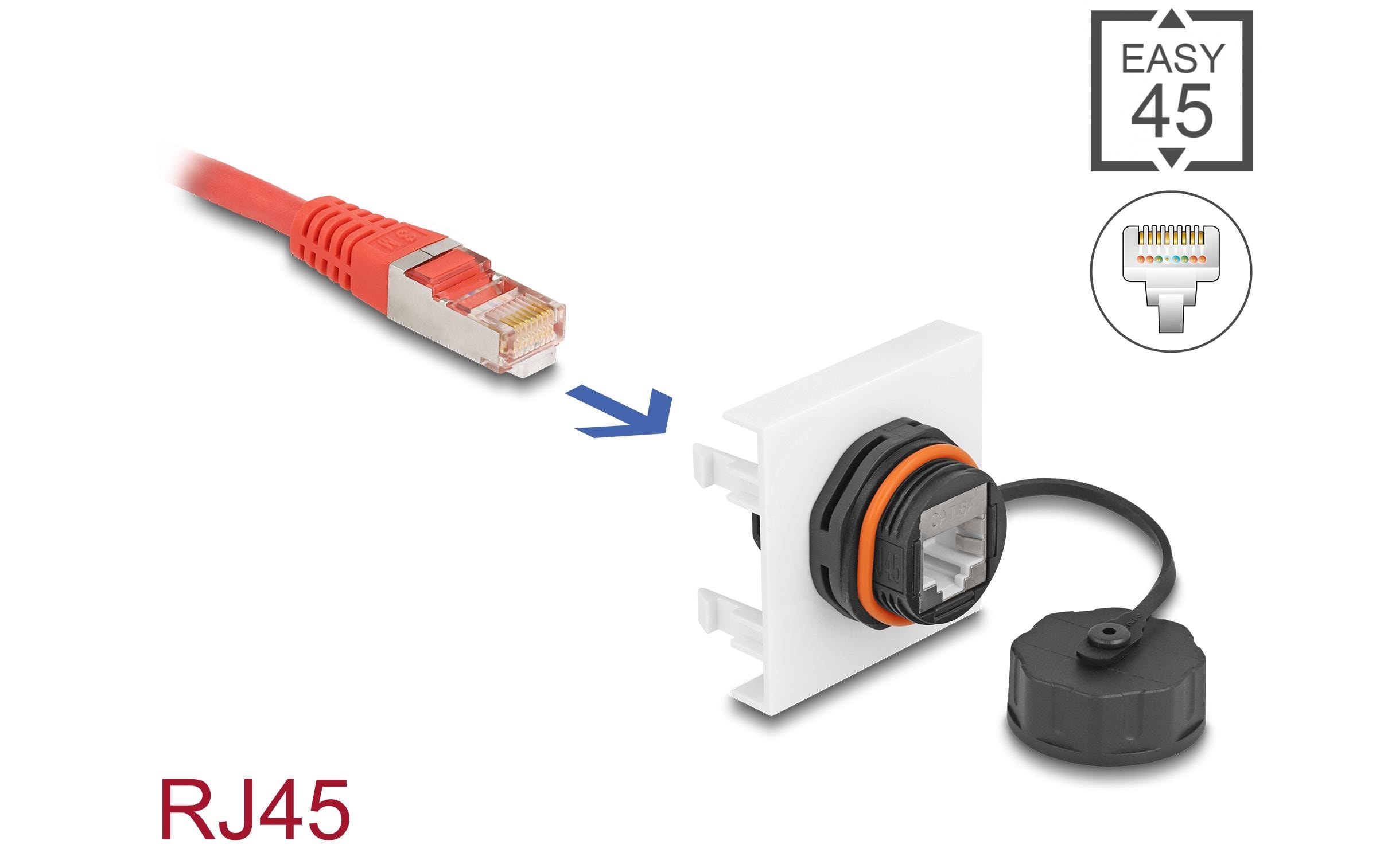 Delock Easy 45 Modul RJ45 Cat.6A, 45 x 45 mm
