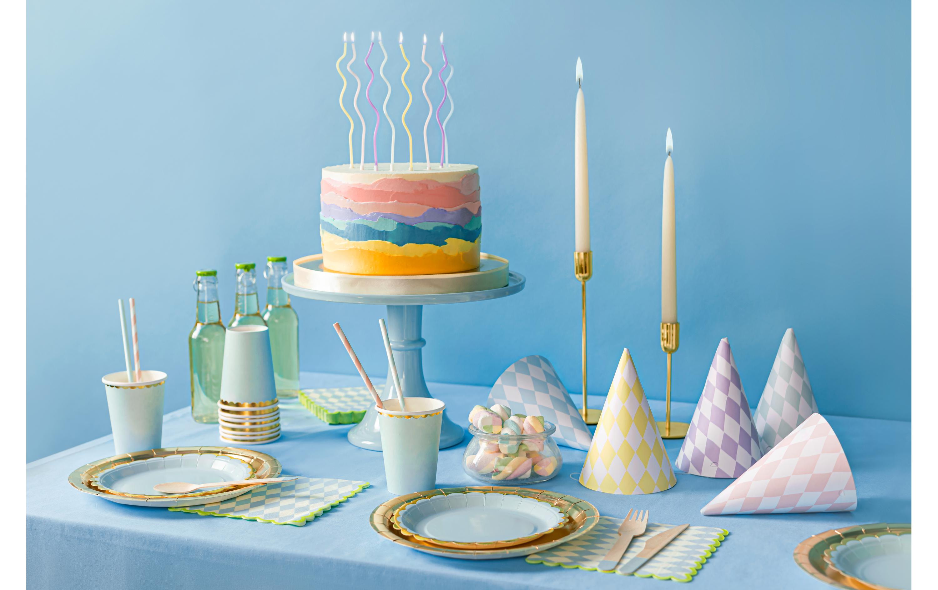 Partydeco Kerze gedreht 8 Stück, Mehrfarbig