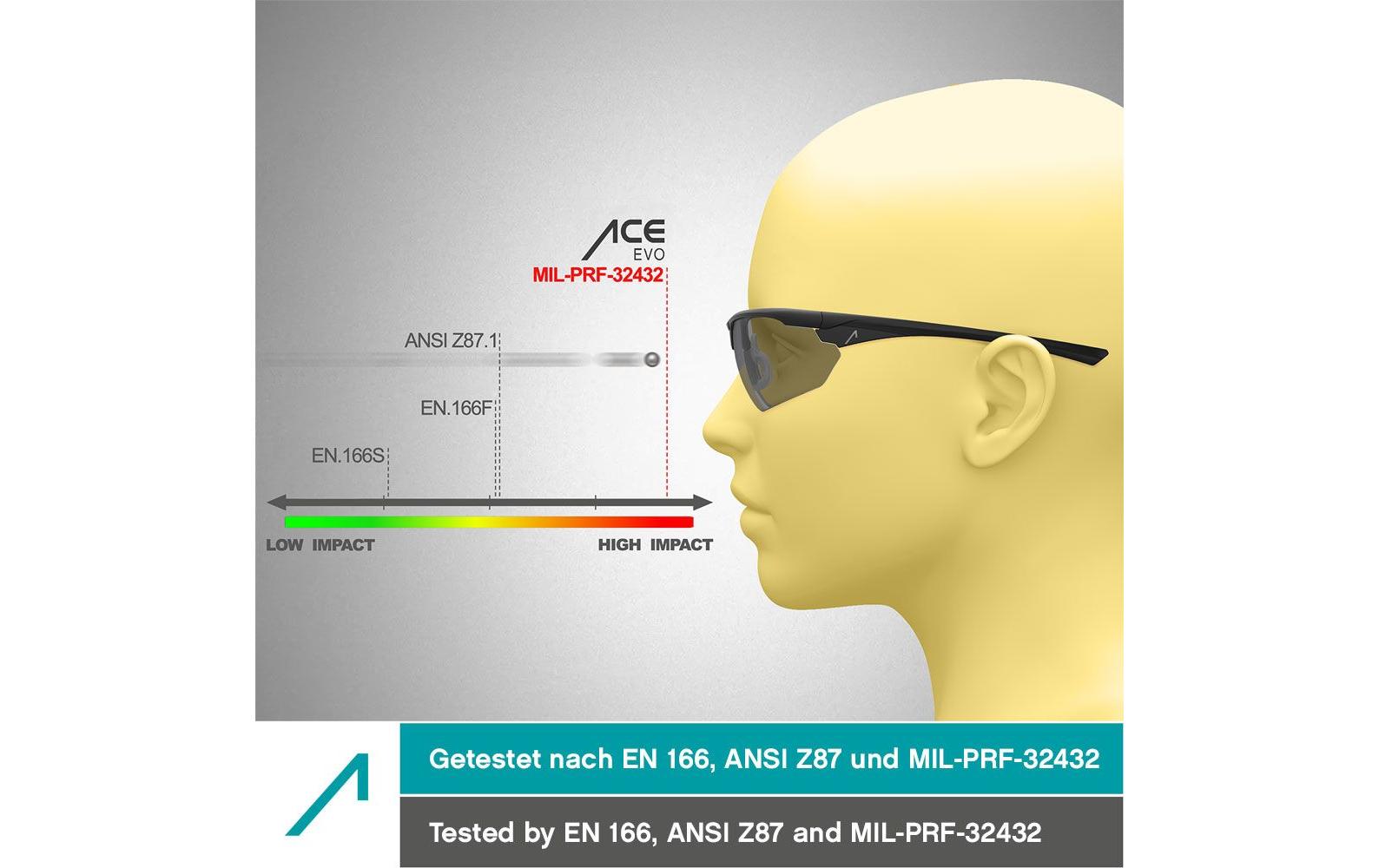 ACE Schutzbrille Evo EN166 Getönt Smoke