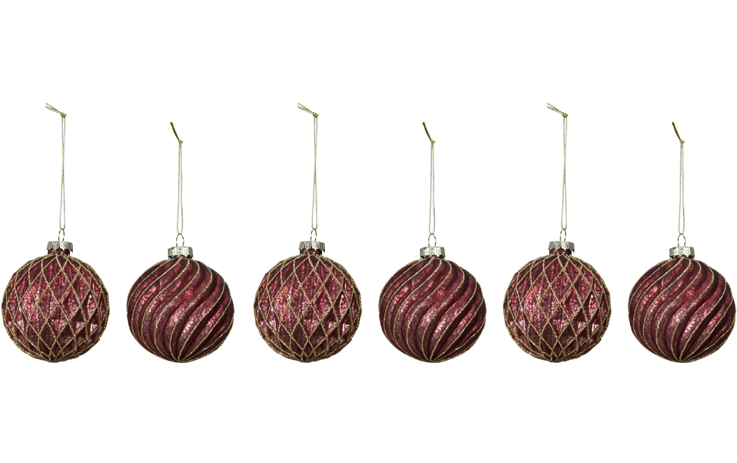 COCON Weihnachtskugeln Burgund klein, 6 Stück