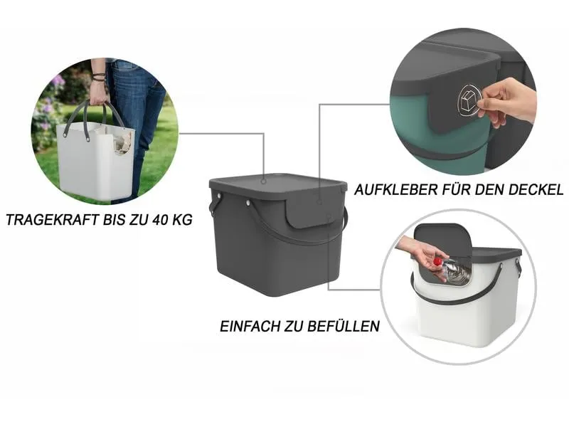 Rotho Recyclingbehälter Albula 40 l, Anthrazit