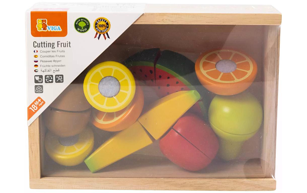 Viga Spiel-Lebensmittel Obstset zum Schneiden 17 Teile