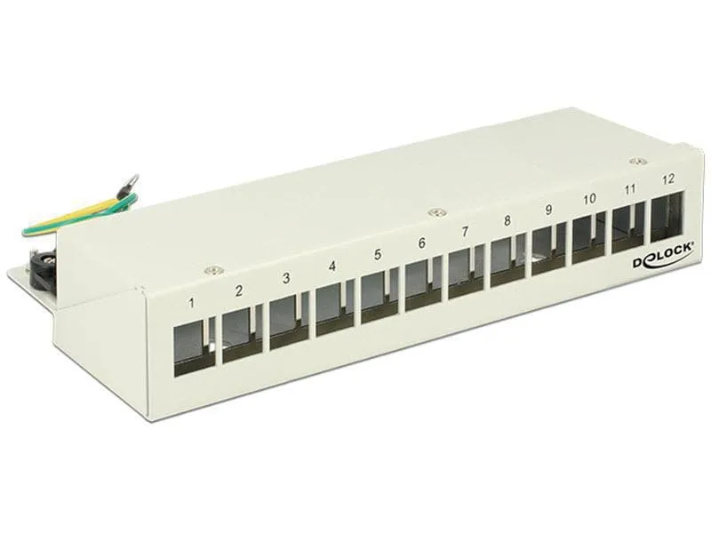 Delock Netzwerkpanel Keystone 12-Port Desktop, grau Delock Netzwerkpanel Keystone 12-Port Desktop, grau