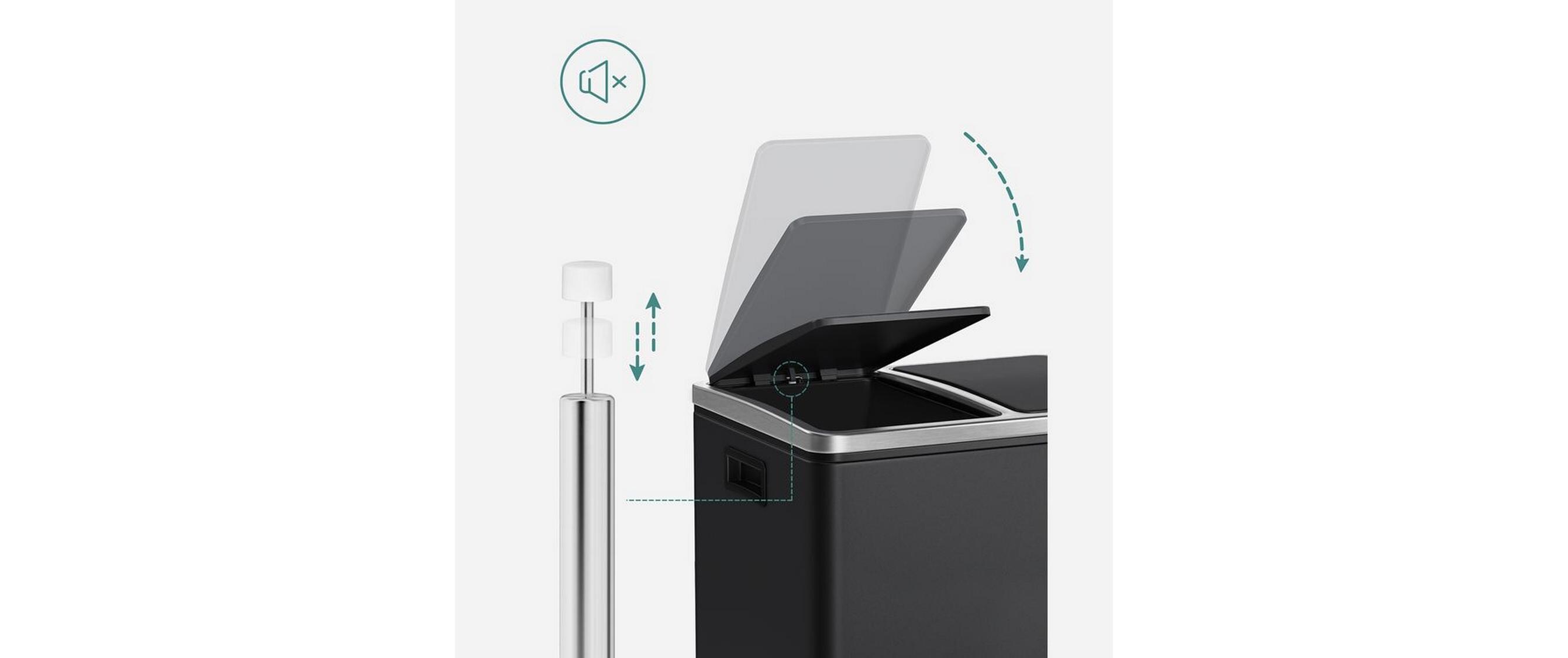 Songmics Abfalleimer 30 l, Schwarz