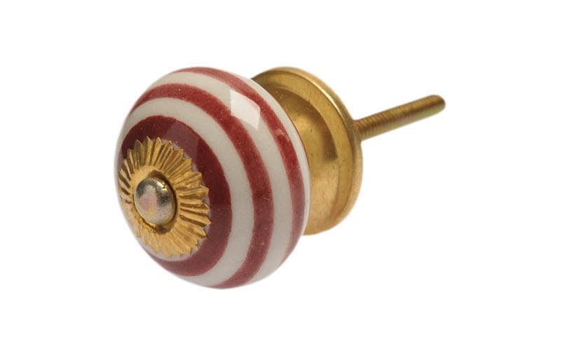 Tranquillo Möbelgriff handgemacht Ø 4 cm, Rot-Weiss/Gold