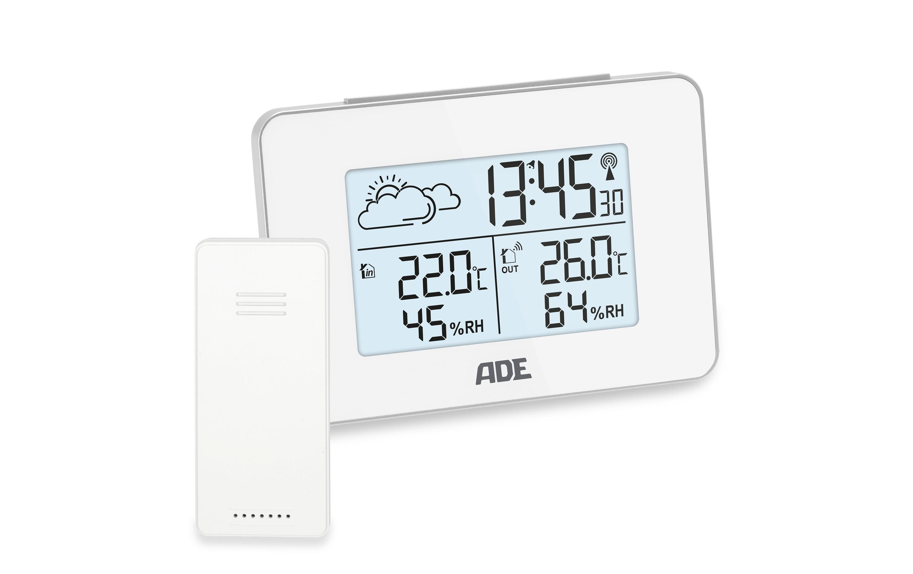 ADE Wetterstation mit Funk-Aussensensor Weiss ADE Wetterstation mit Funk-Aussensensor Weiss