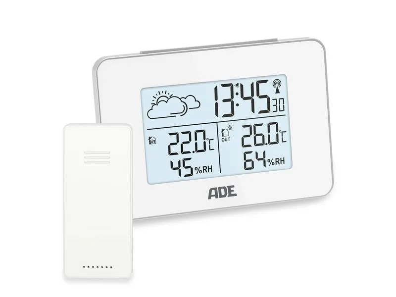 ADE Wetterstation mit Funk-Aussensensor Weiss ADE Wetterstation mit Funk-Aussensensor Weiss