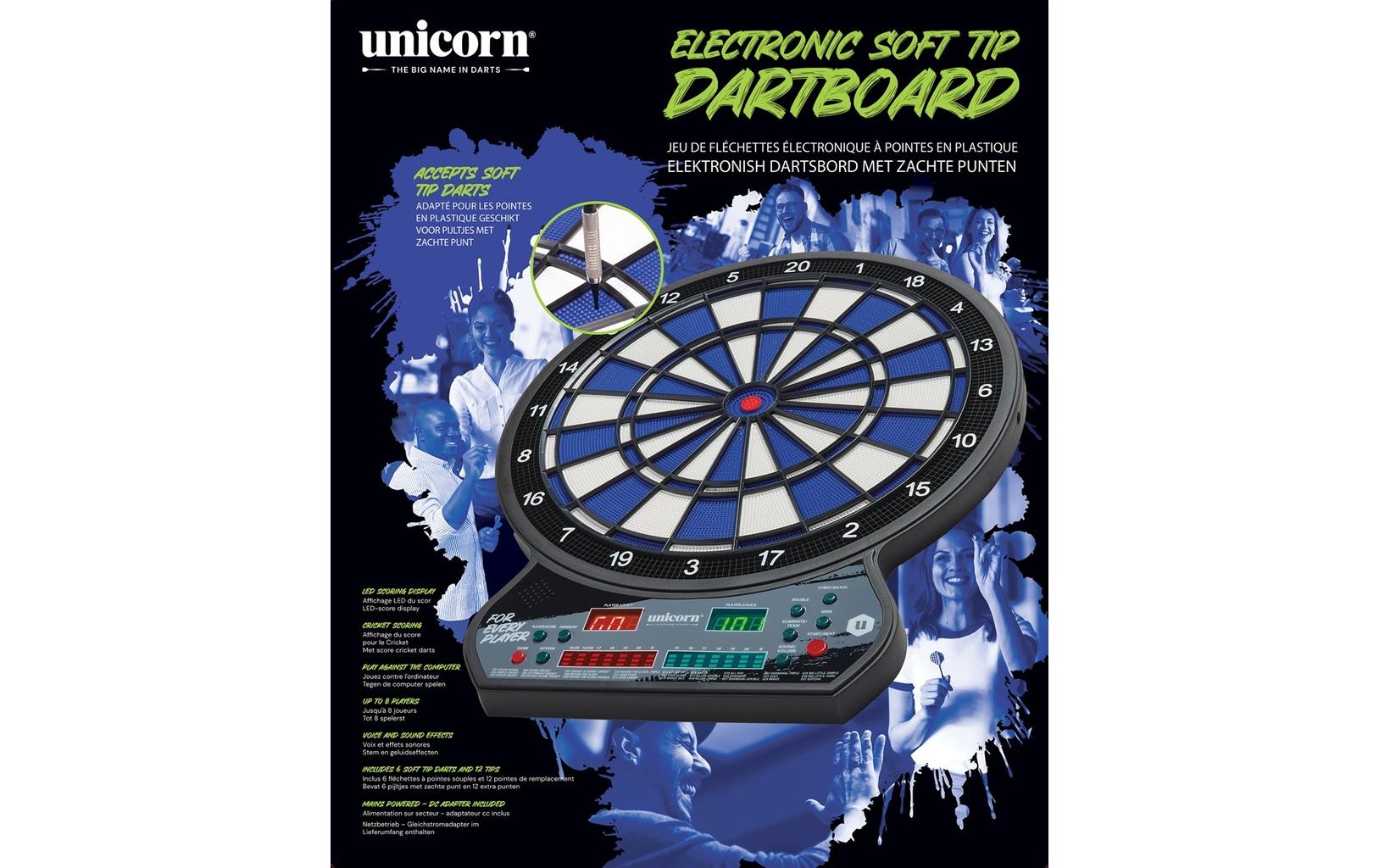 Unicorn Elektronische LED Dartscheibe inkl. 6 Pfeile