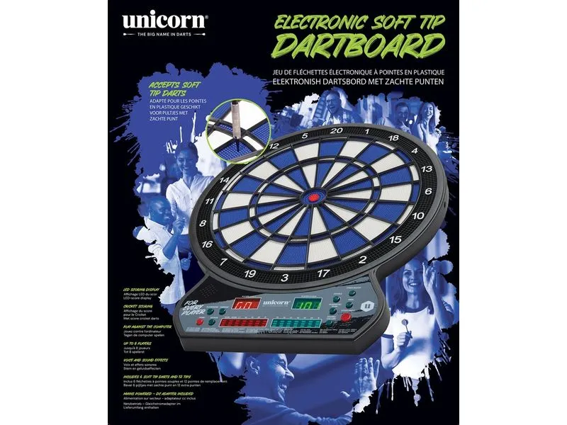 Unicorn Elektronische LED Dartscheibe inkl. 6 Pfeile Unicorn Elektronische LED Dartscheibe inkl. 6 Pfeile