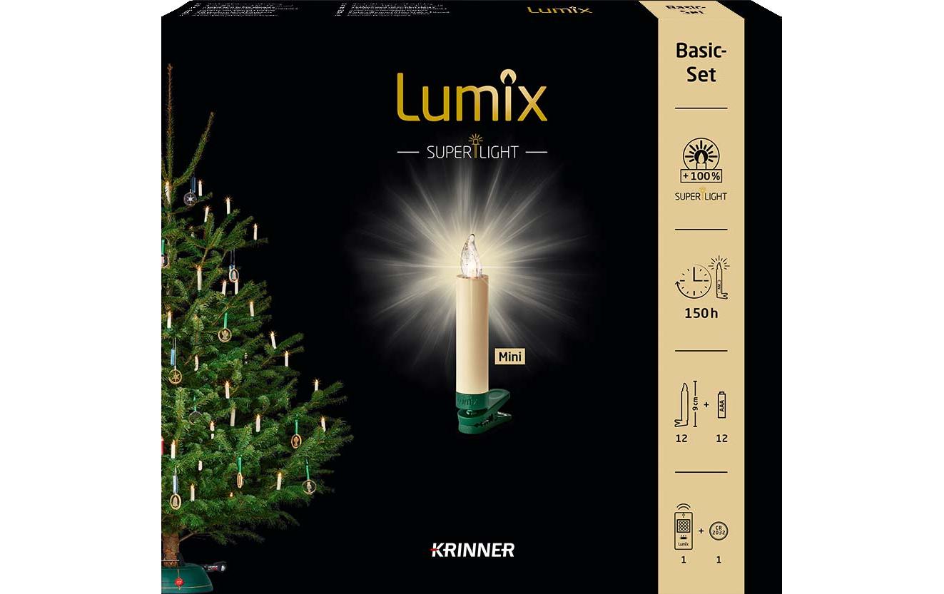 Lumix LED Baumkerze SuperLight Mini, Elfenbein, 12er-Starter Set