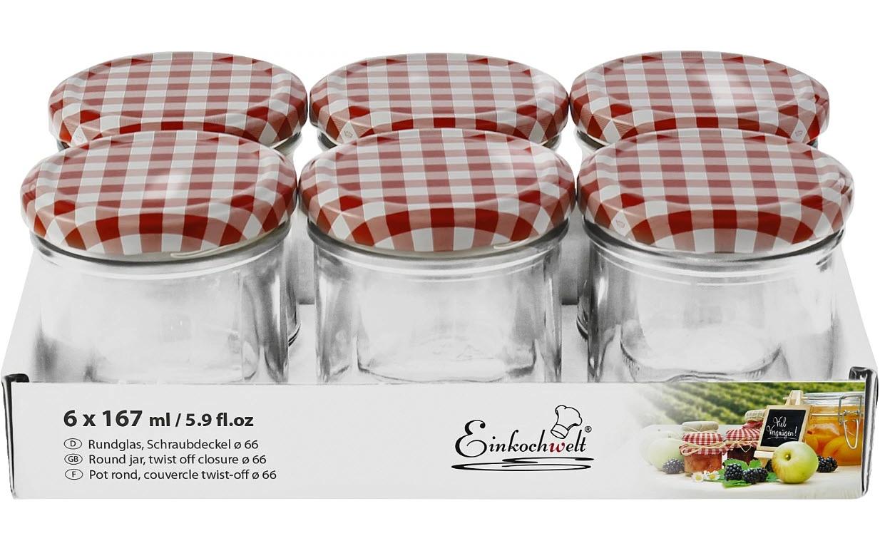 Einkochwelt Einmachglas 6 Stück, 167 ml, Ø 66 mm