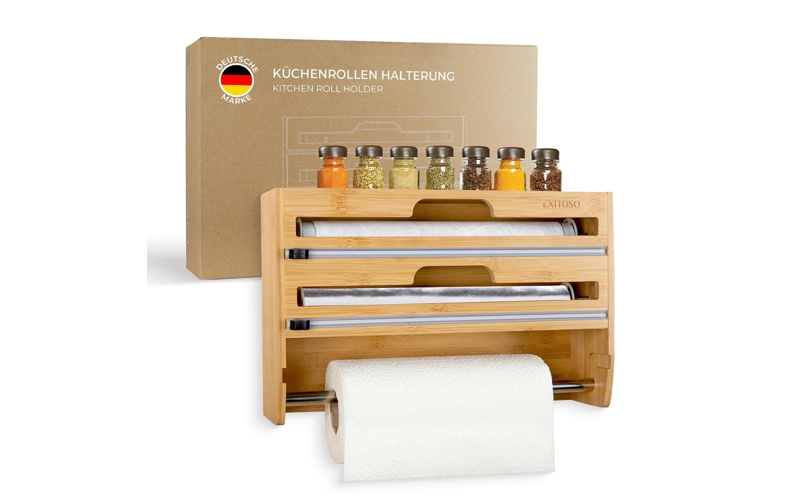 Exitoso 3 in 1 Küchenrollenhalter Braun