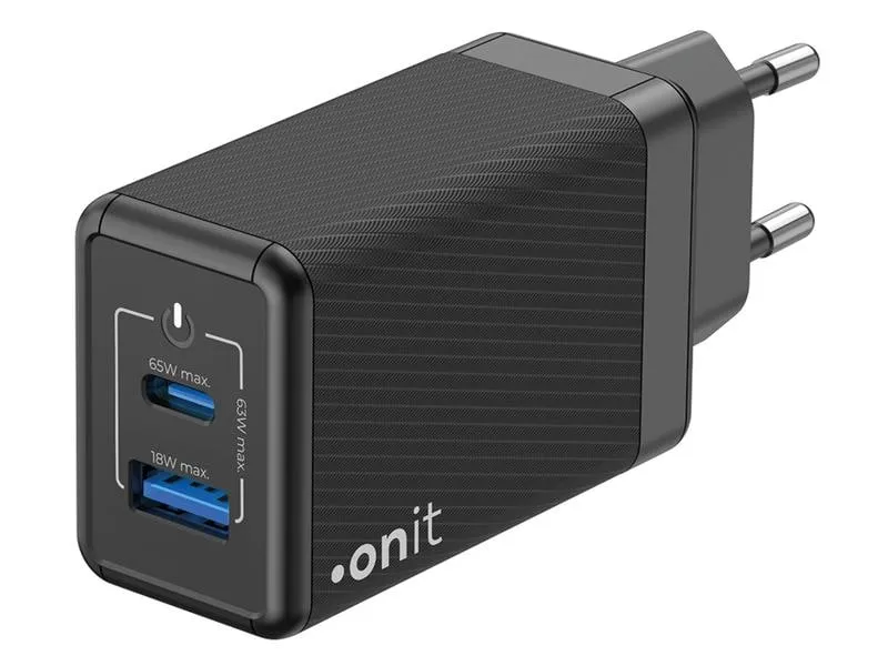 onit USB-Wandladegerät Dual QC4+ 65 W GaN Schwarz onit USB-Wandladegerät Dual QC4+ 65 W GaN Schwarz