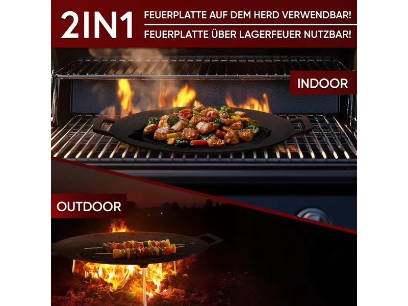 Gusskoenig Runde eingebrannte Grillplatte 42 cm