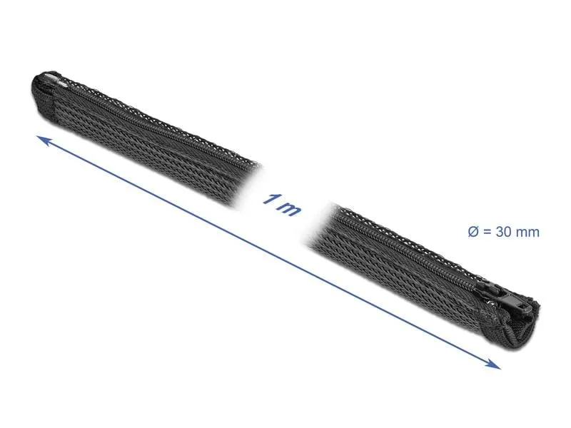 Delock Kabelschlauch 1 m x 30 mm, mit Reissverschluss Schwarz Delock Kabelschlauch 1 m x 30 mm, mit Reissverschluss Schwarz