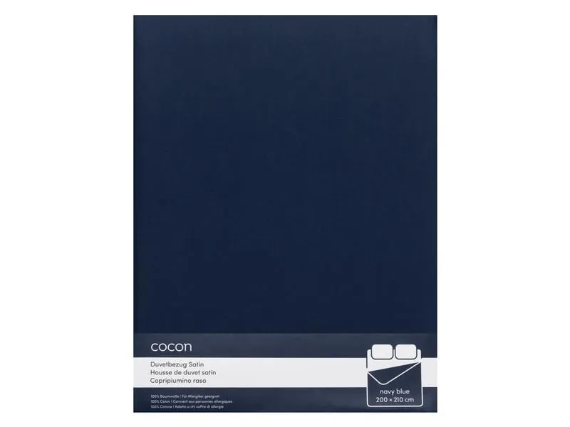COCON Duvetbezug Satin 200 x 210 cm, Marineblau