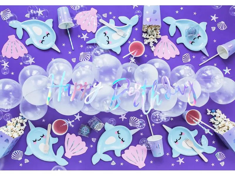 Partydeco Einwegbecher Narwal 220 ml, 6 Stück, Hellblau