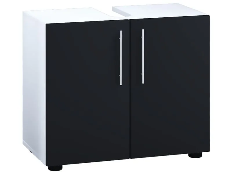 VCM Waschbeckenunterschrank Flandu II 60 x 51 cm, Weiss/Schwarz