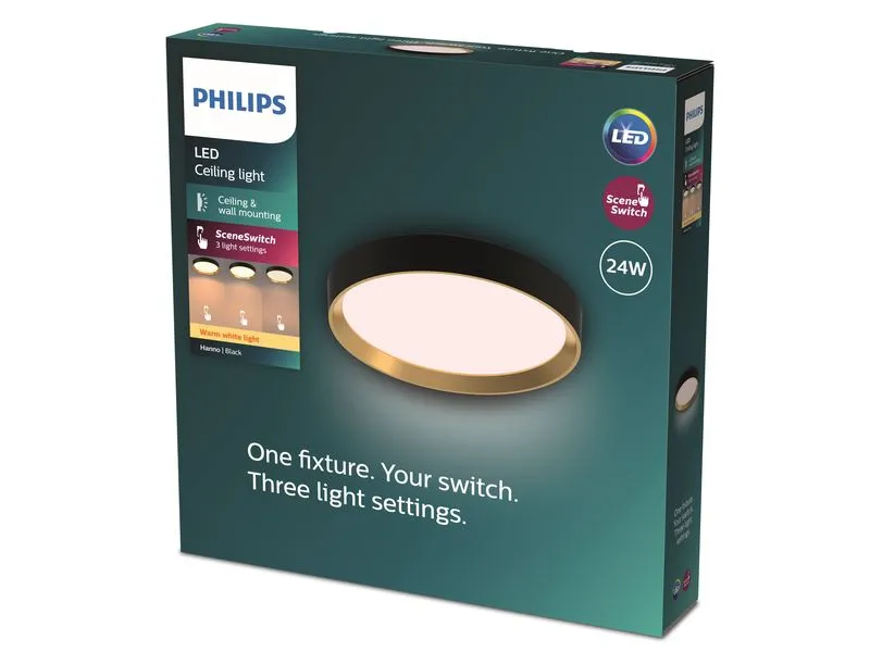 Philips Deckenleuchte Hanno SceneSwitch 2700K, 2700 Lm, Schwarz-Gold Philips Deckenleuchte Hanno SceneSwitch 2700K, 2700 Lm, Schwarz-Gold