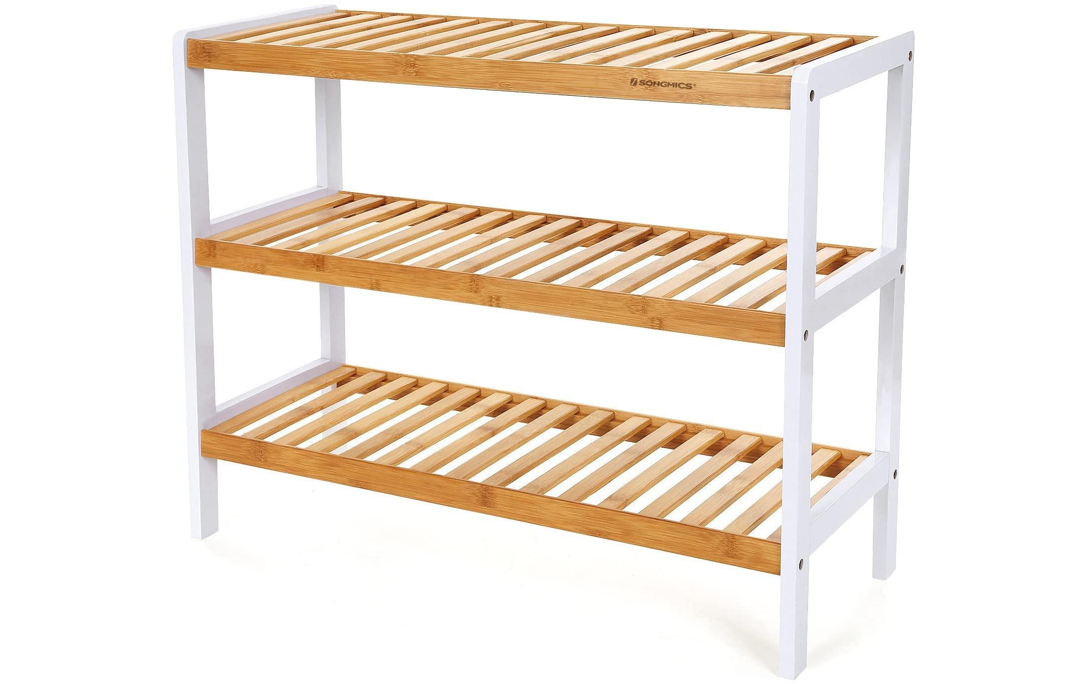 Songmics Schuhregal aus Bambus, Nature/Weiss