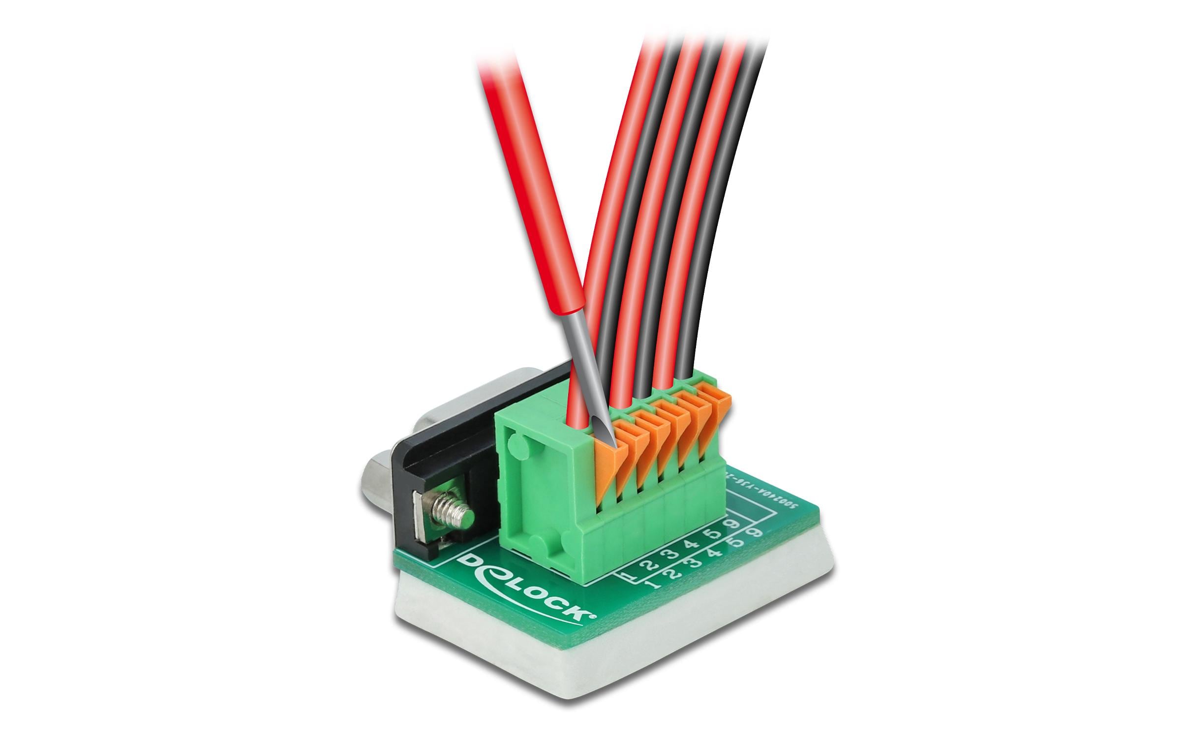 Delock Adapter Terminalblock RS232 DB9 Buchse vertikal 0 m Delock Adapter Terminalblock RS232 DB9 Buchse vertikal 0 m