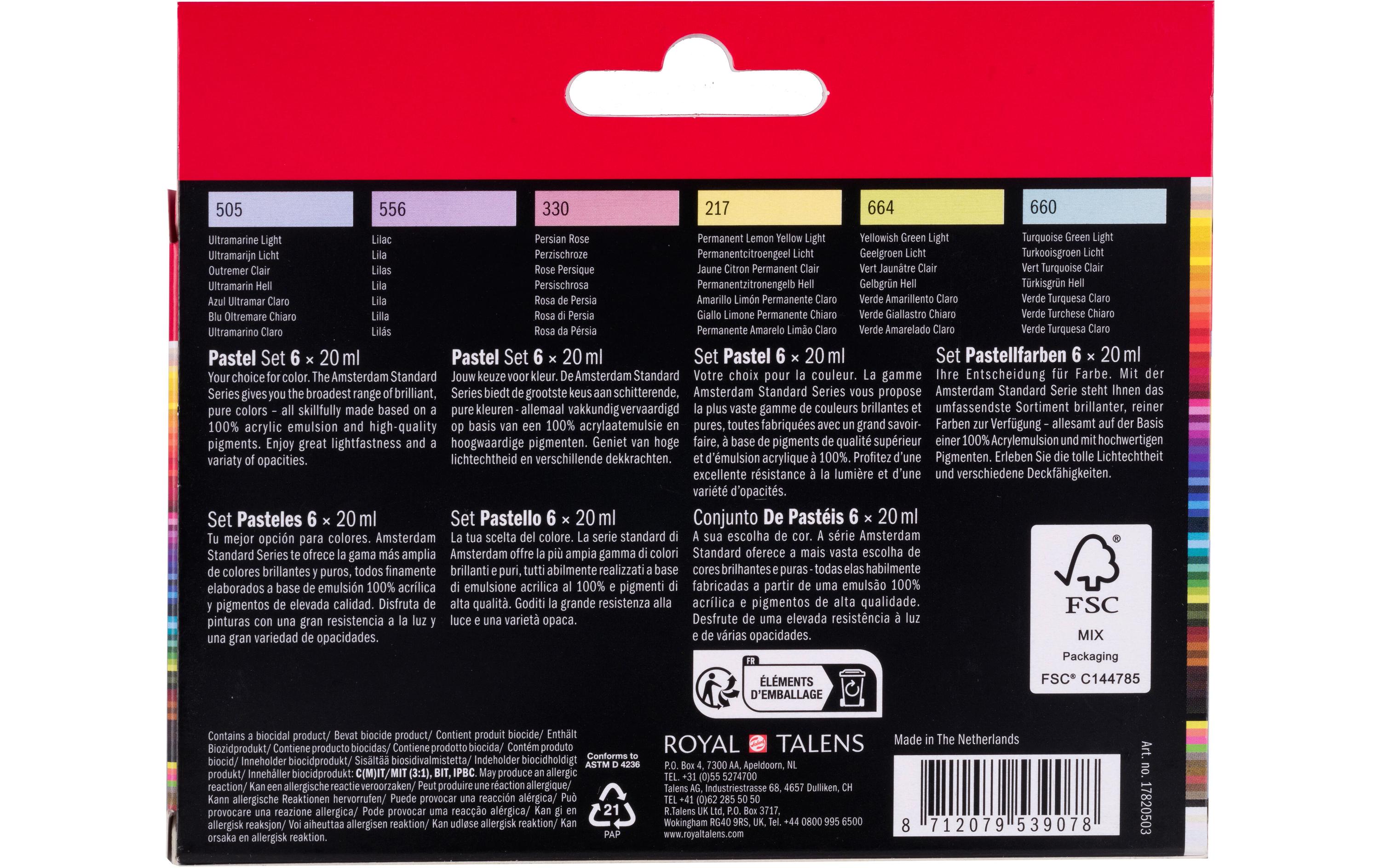 Amsterdam Acrylfarbe Set Pastel 6 Tuben à 20 ml