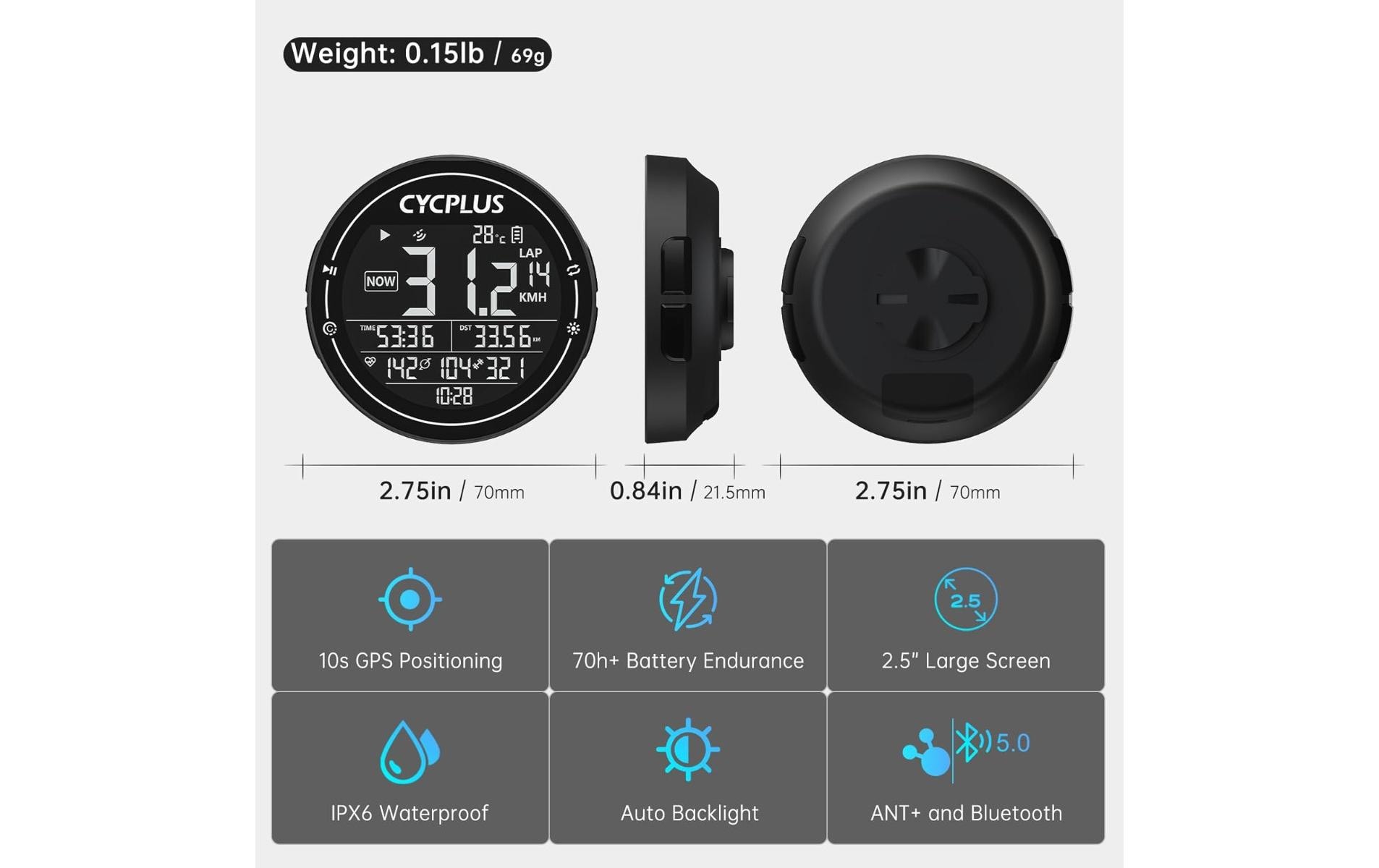 CYCPLUS Fahrrad GPS CYC M2 Black CYCPLUS Fahrrad GPS CYC M2 Black