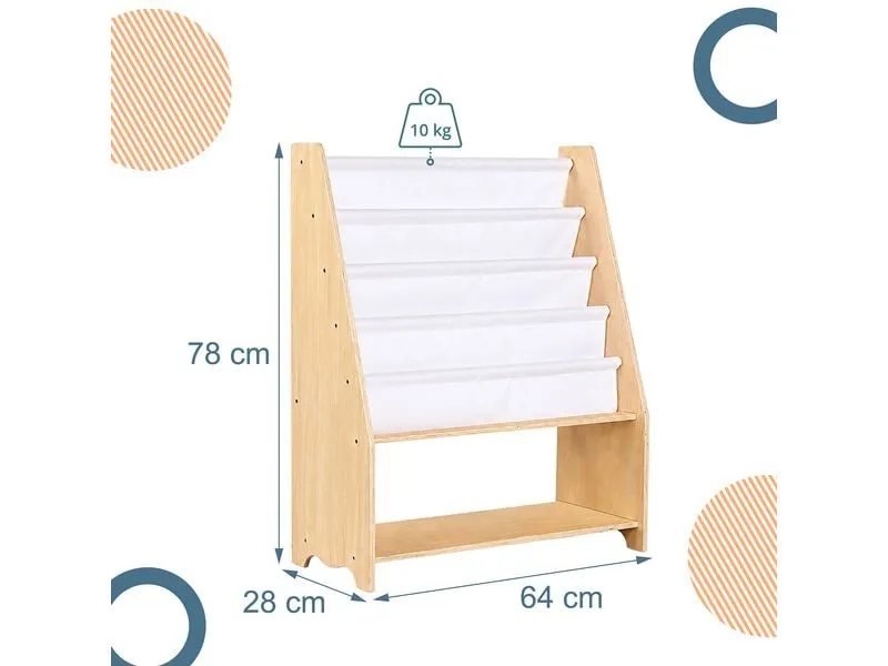 relaxdays Kinderregal Holz Polyester Weiss Hellbraun relaxdays Kinderregal Holz Polyester Weiss Hellbraun