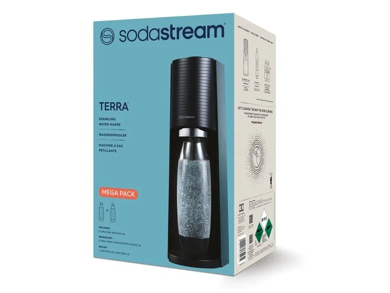 Sodastream Wassersprudler Terra Schwarz, Megapack Sodastream Wassersprudler Terra Schwarz, Megapack