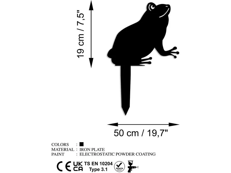 Wallxpert Gartenstecker Frosch 34 x 22 cm
