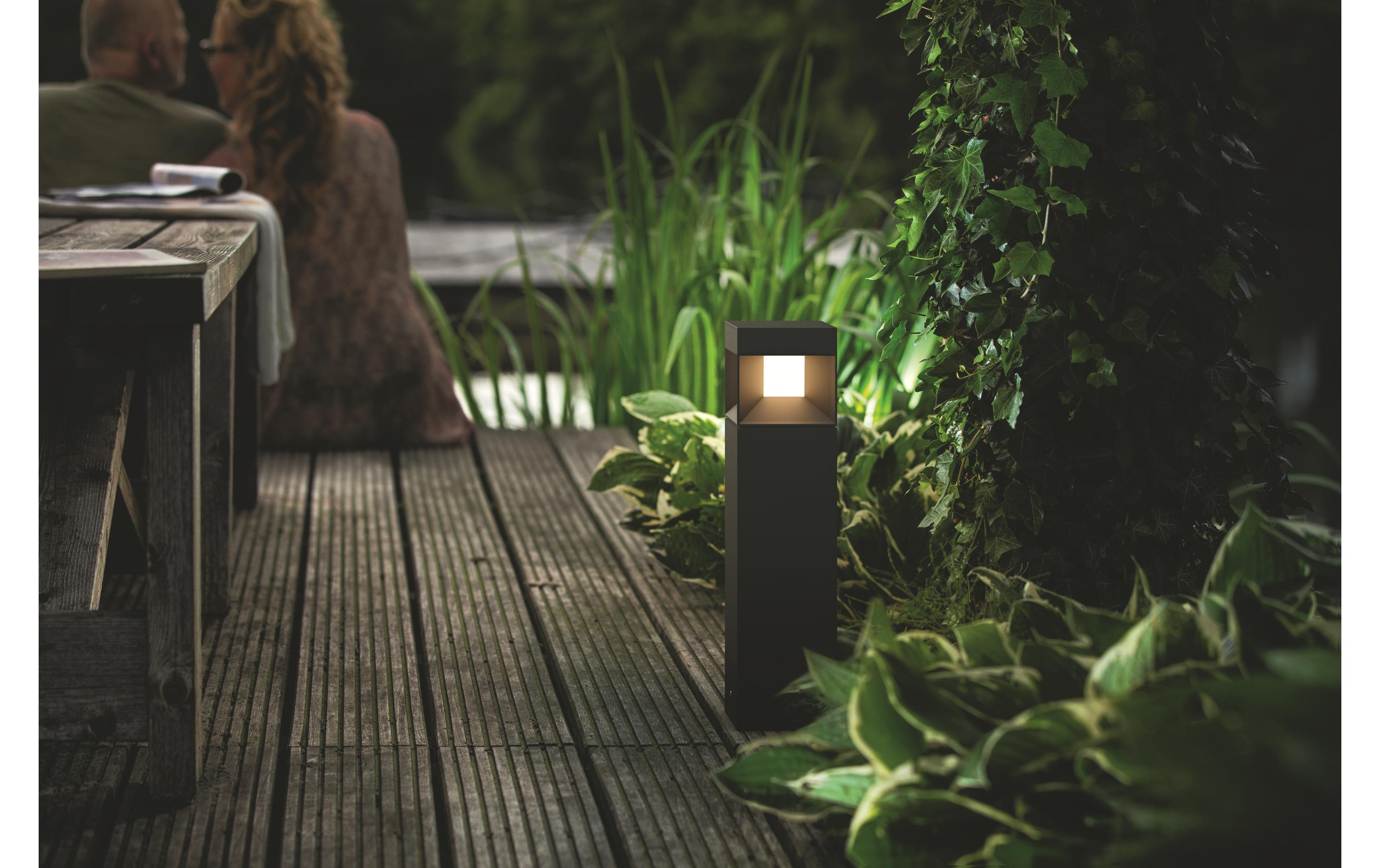 Philips Sockelleuchte Parterre 8 W, 800 lm, 2700 K, 40 cm, Schwarz