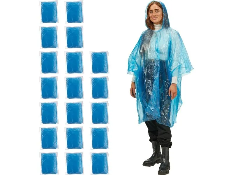 relaxdays Regenponcho 20 Stück, Blau relaxdays Regenponcho 20 Stück, Blau