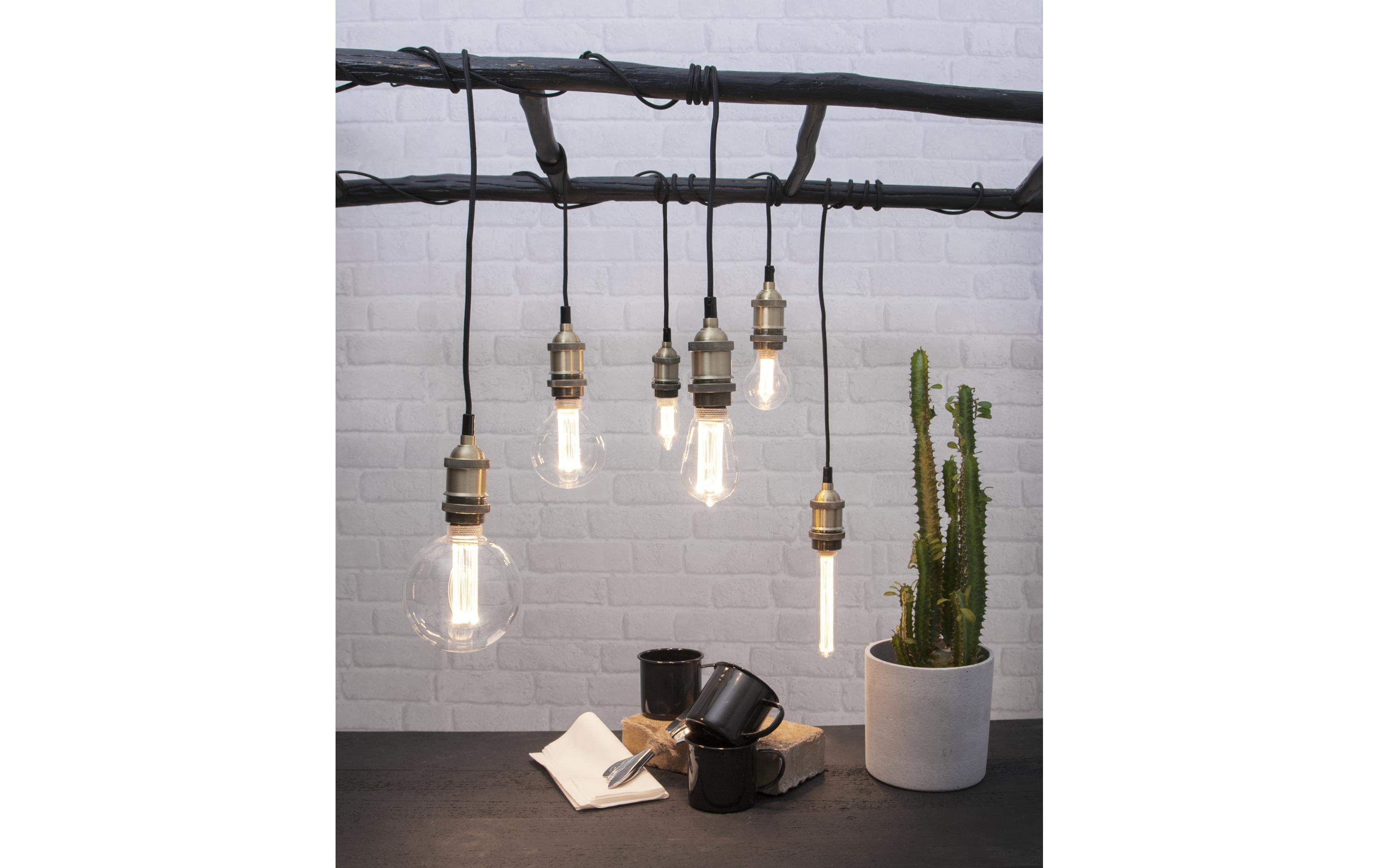 Star Trading Pendelleuchte ARCHAIC Schwarz / Gold