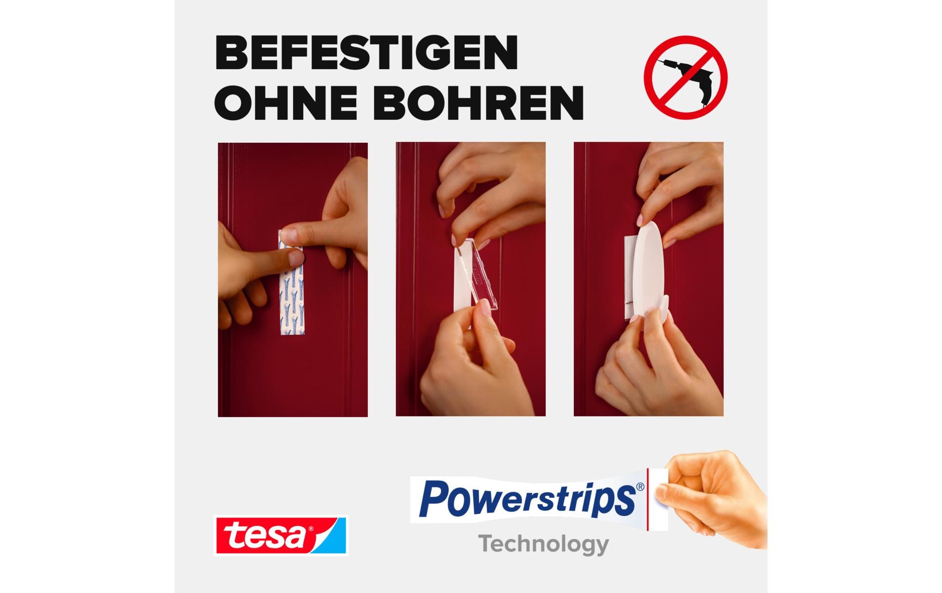 tesa Klebehaken Powerstrips Haken XL Oval Weiss, 3 kg