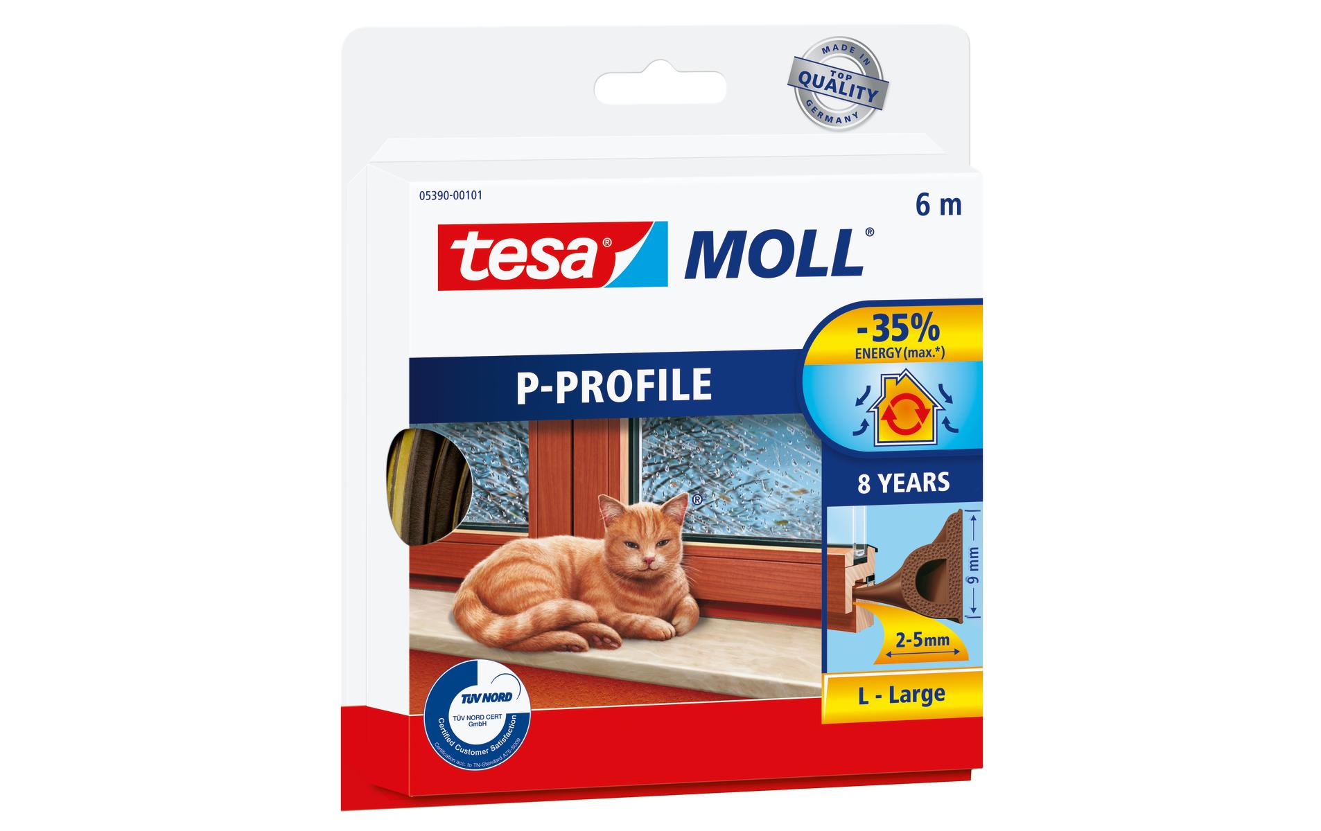 tesa Dichtungsband P-Profil, Braun, 6 m x 9 mm tesa Dichtungsband P-Profil, Braun, 6 m x 9 mm