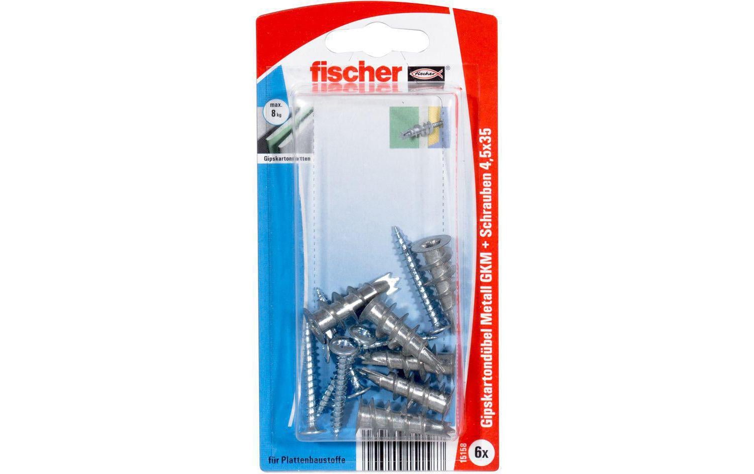 Fischer Gipskartondübel Metall GKM S, 6 Stück