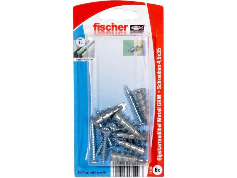 Fischer Gipskartondübel Metall GKM S, 6 Stück Fischer Gipskartondübel Metall GKM S, 6 Stück